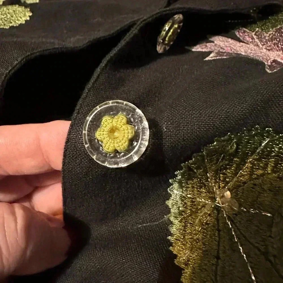Vintage Pushpa Lily Pad Embroidered Size M Jacket. Dry Clean. Beaded. Sparkle - Picture 7 of 8